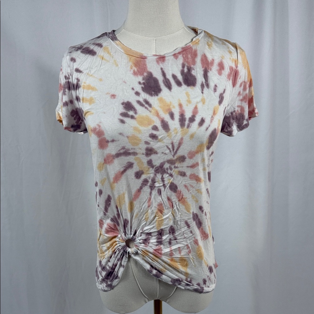 Wallflower Tie-Dye Short Sleeve Top - Purple, Orange, Cream